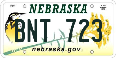 NE license plate BNT723