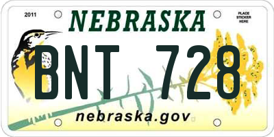 NE license plate BNT728