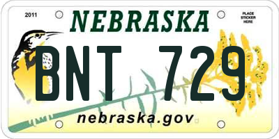 NE license plate BNT729