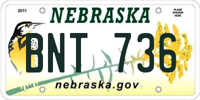 NE license plate BNT736