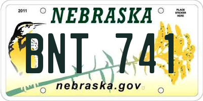 NE license plate BNT741