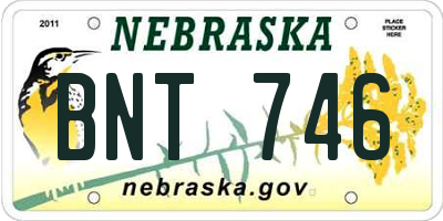 NE license plate BNT746