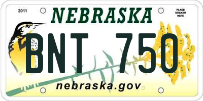 NE license plate BNT750