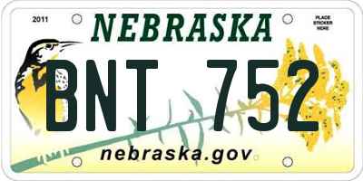 NE license plate BNT752