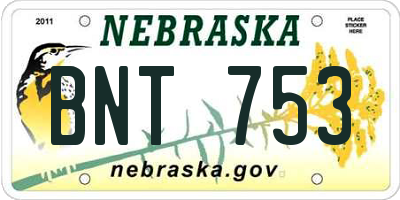NE license plate BNT753
