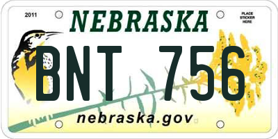 NE license plate BNT756