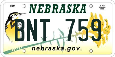 NE license plate BNT759