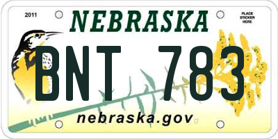 NE license plate BNT783