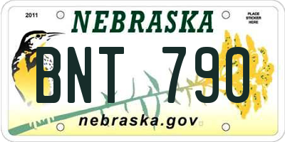 NE license plate BNT790