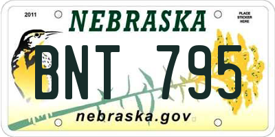 NE license plate BNT795
