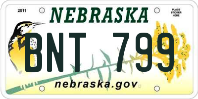NE license plate BNT799