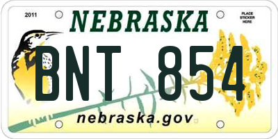 NE license plate BNT854