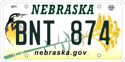NE license plate BNT874