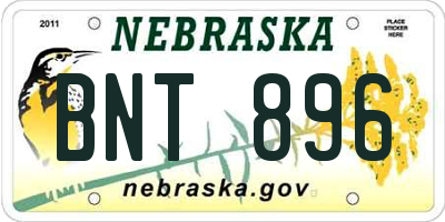 NE license plate BNT896