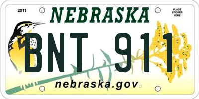 NE license plate BNT911