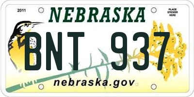 NE license plate BNT937