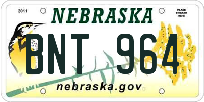NE license plate BNT964