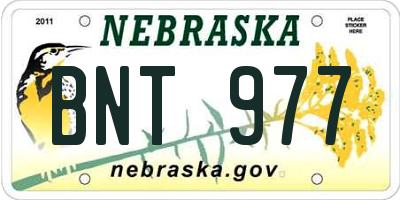 NE license plate BNT977
