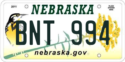 NE license plate BNT994
