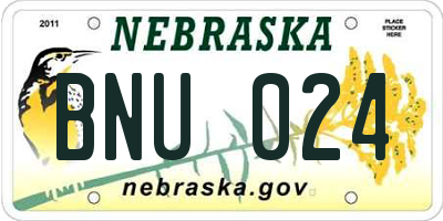 NE license plate BNU024