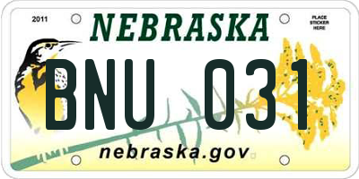 NE license plate BNU031