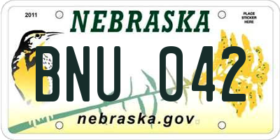 NE license plate BNU042