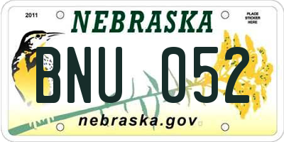 NE license plate BNU052