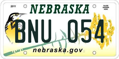 NE license plate BNU054