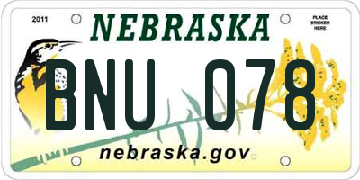 NE license plate BNU078