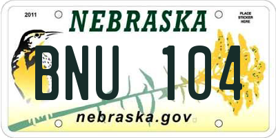 NE license plate BNU104