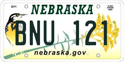 NE license plate BNU121