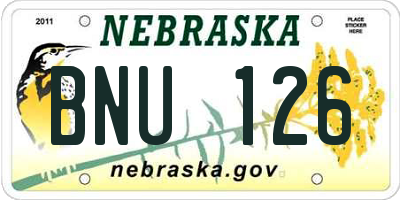 NE license plate BNU126