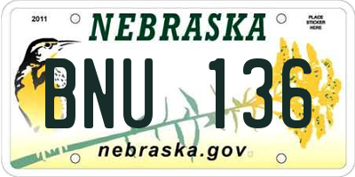 NE license plate BNU136