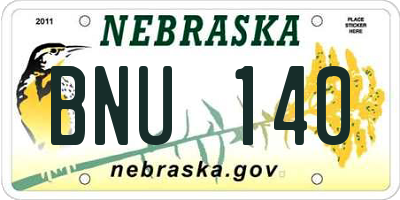 NE license plate BNU140