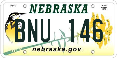 NE license plate BNU146