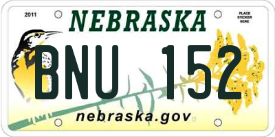 NE license plate BNU152