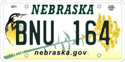 NE license plate BNU164