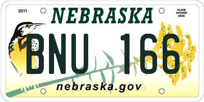 NE license plate BNU166