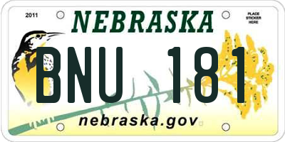 NE license plate BNU181