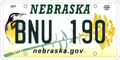 NE license plate BNU190