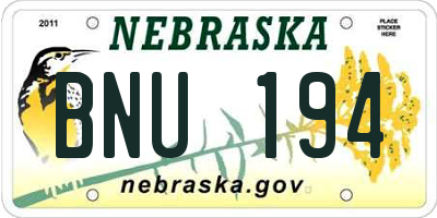 NE license plate BNU194