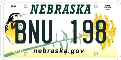 NE license plate BNU198