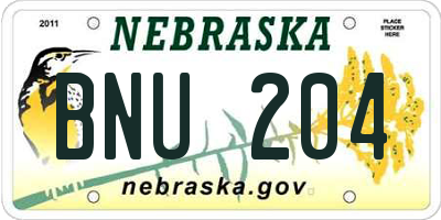 NE license plate BNU204