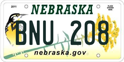 NE license plate BNU208