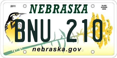 NE license plate BNU210