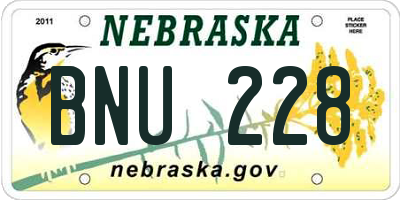 NE license plate BNU228