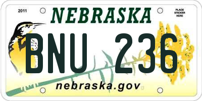 NE license plate BNU236