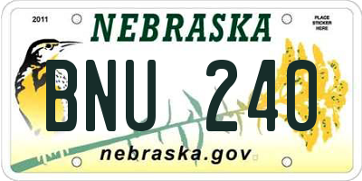 NE license plate BNU240
