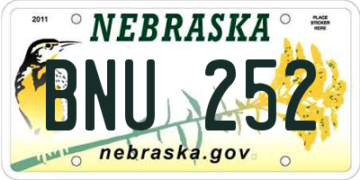 NE license plate BNU252