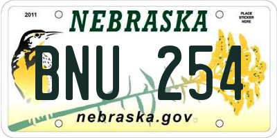 NE license plate BNU254